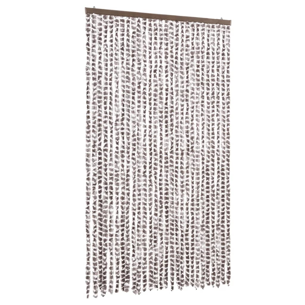 flueforhæng 118x220 cm chenille gråbrun og hvid
