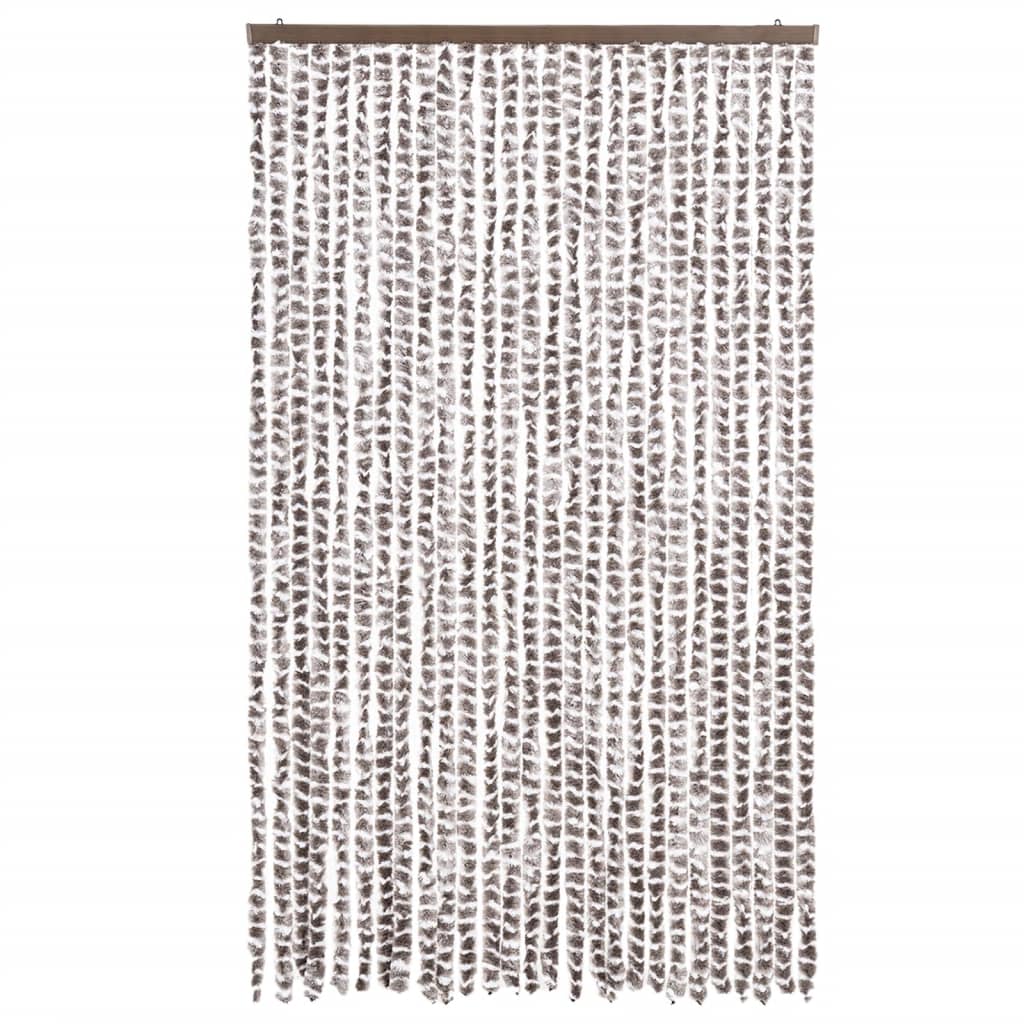 flueforhæng 118x220 cm chenille gråbrun og hvid