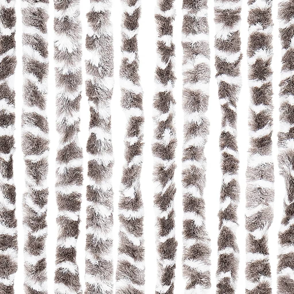 flueforhæng 118x220 cm chenille gråbrun og hvid