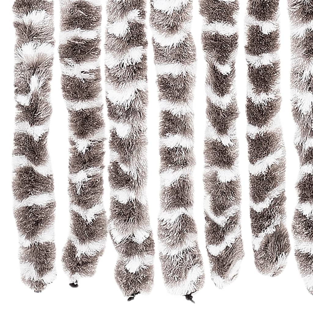 flueforhæng 118x220 cm chenille gråbrun og hvid
