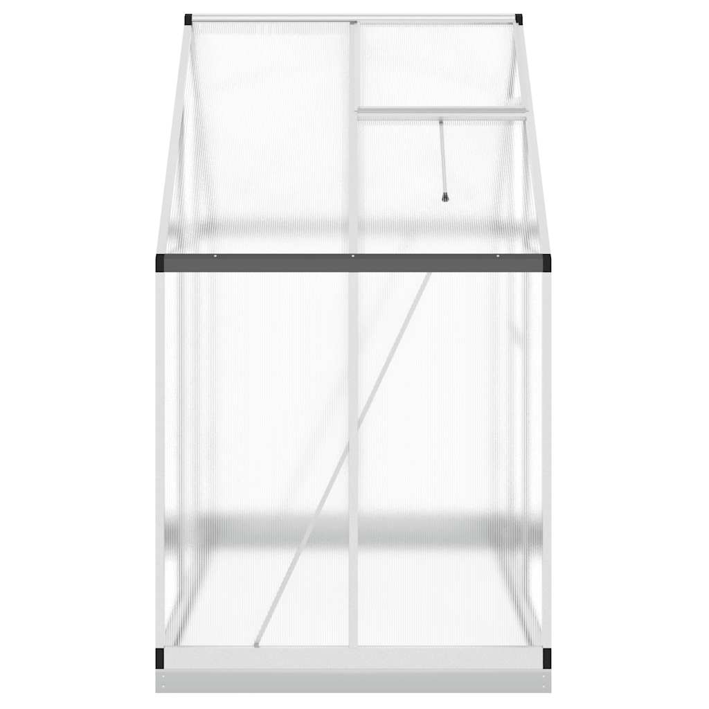 drivhus med fundamentramme 169x114x202 cm aluminium sølvfarvet