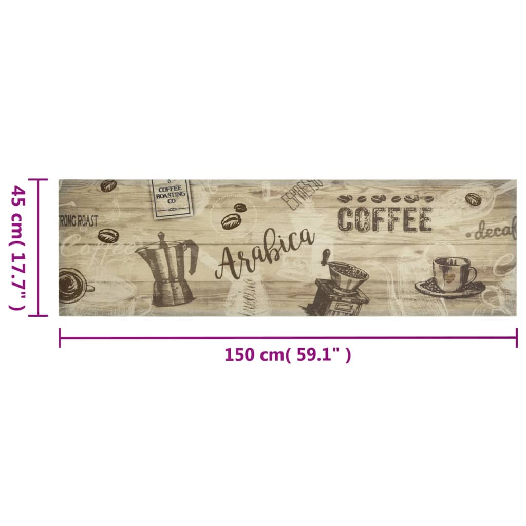 køkkentæppe 45x150 cm Coffee Brown-design vaskbart velour