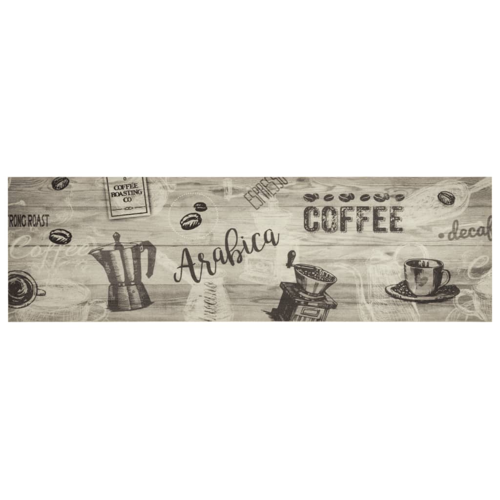 køkkentæppe 45x150 cm Coffee-design vaskbart velour grå
