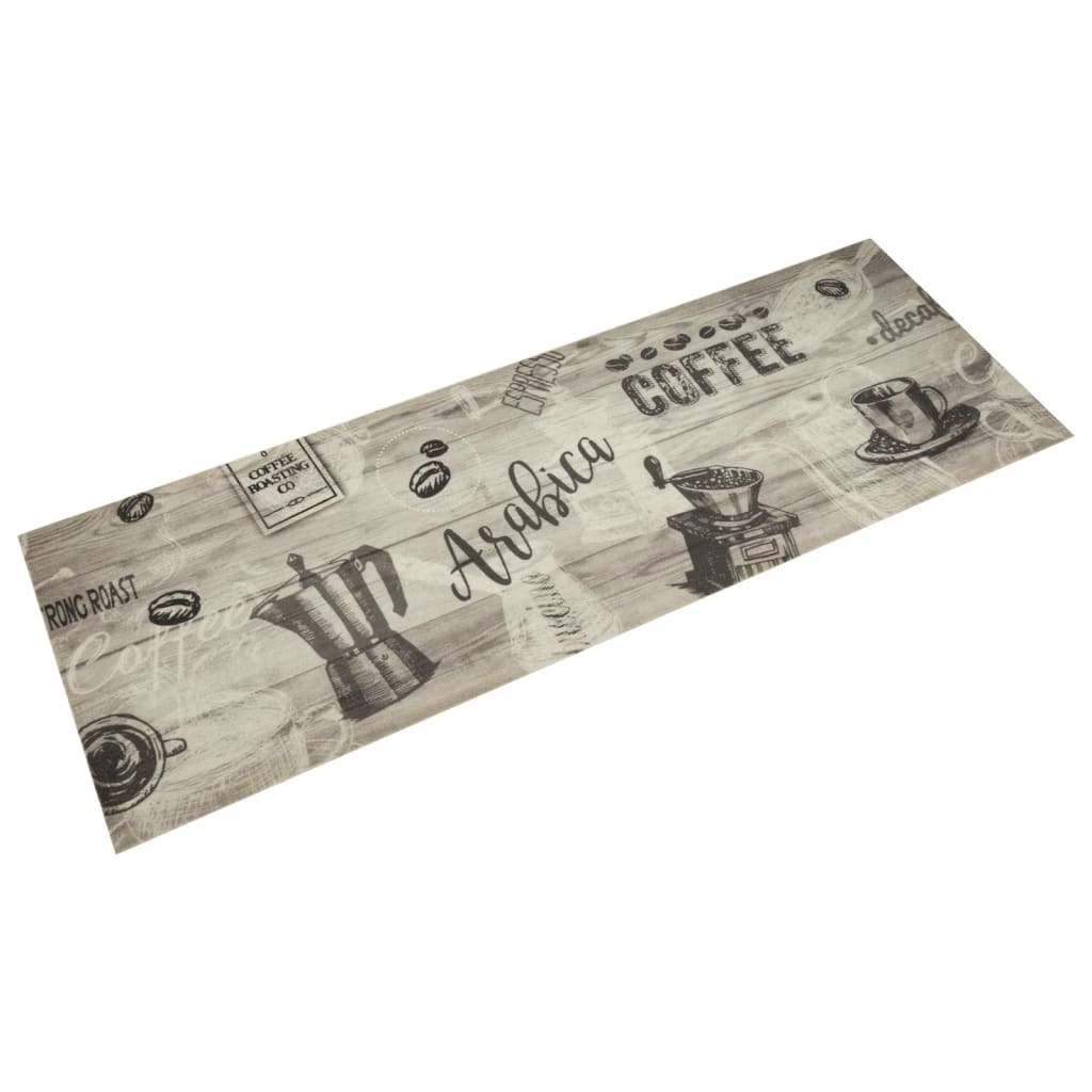køkkentæppe 60x180 cm Coffee-design vaskbart velour grå
