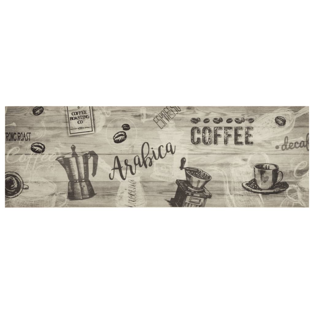 køkkentæppe 60x180 cm Coffee-design vaskbart velour grå