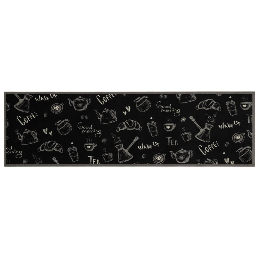 køkkentæppe 45x150 cm morgen-design vaskbart velour sort