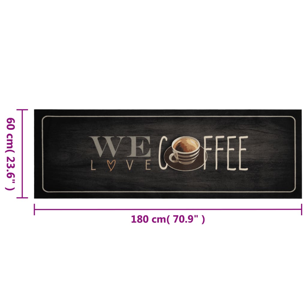 køkkentæppe 60x180 cm kaffedesign vaskbart velour