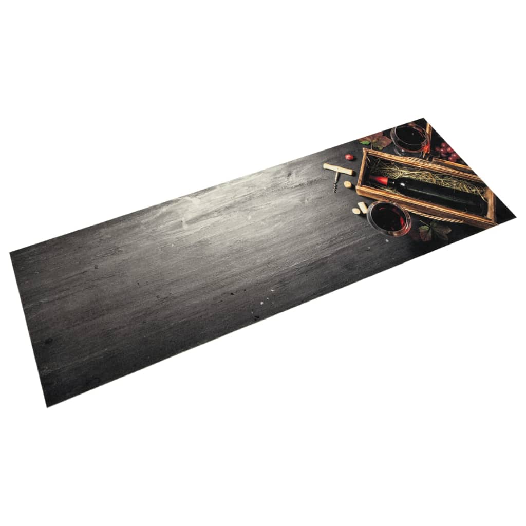 køkkentæppe 45x150 cm vinflaske vaskbart velour grå
