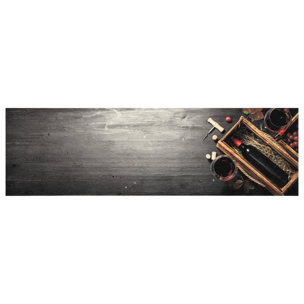 køkkentæppe 45x150 cm vinflaske vaskbart velour grå