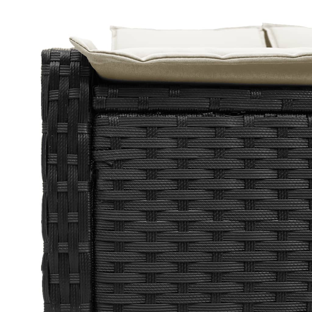dobbelt loungesofa med hynder polyrattan sort