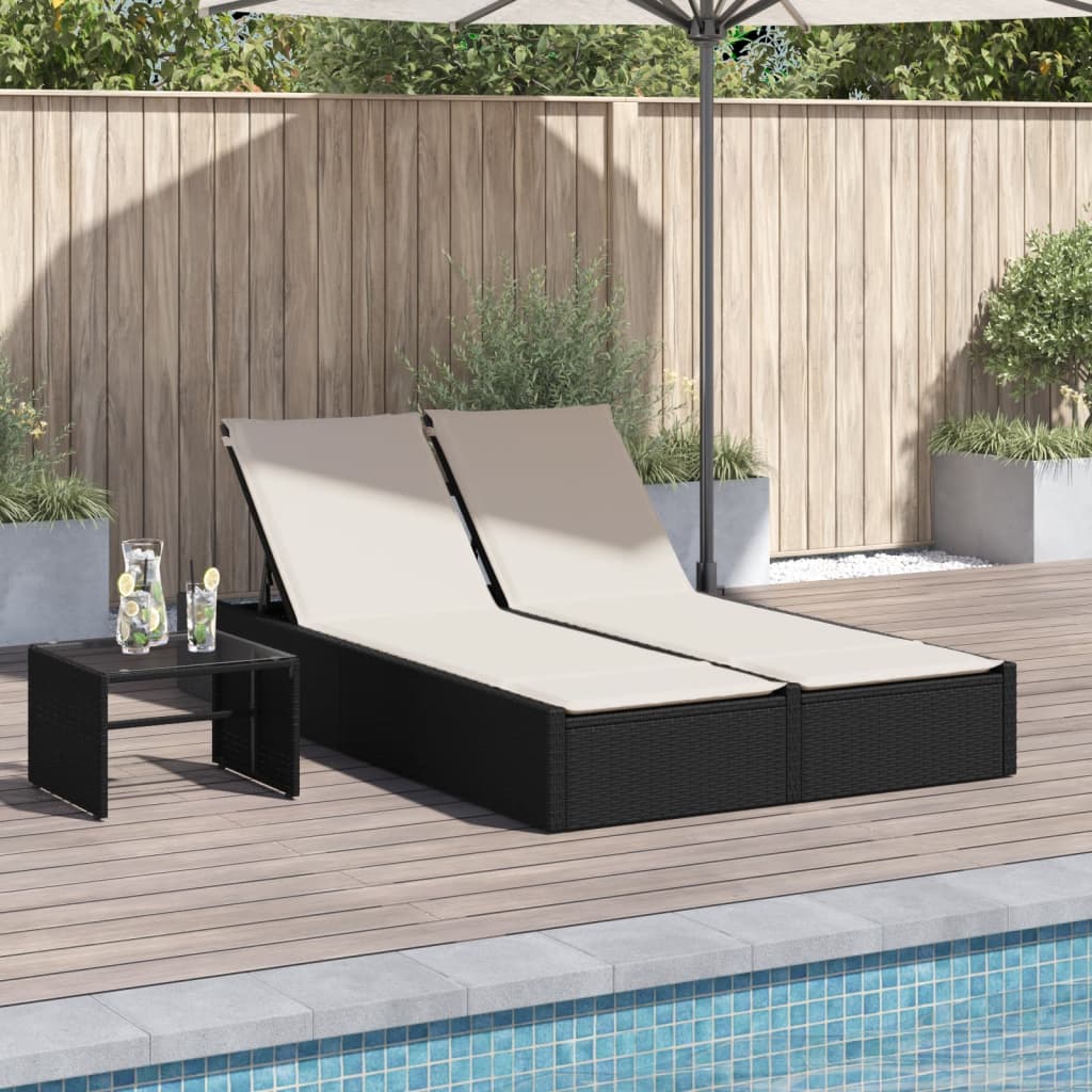 dobbelt loungesofa med hynder polyrattan sort