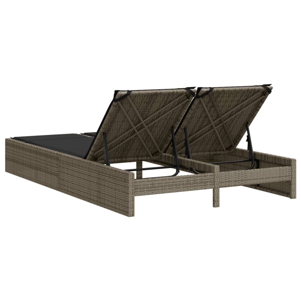 loungesofa med hynder polyrattan grå