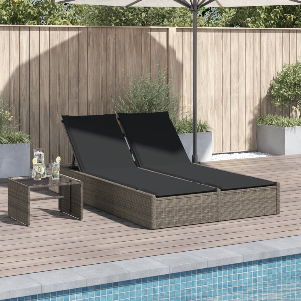 loungesofa med hynder polyrattan grå