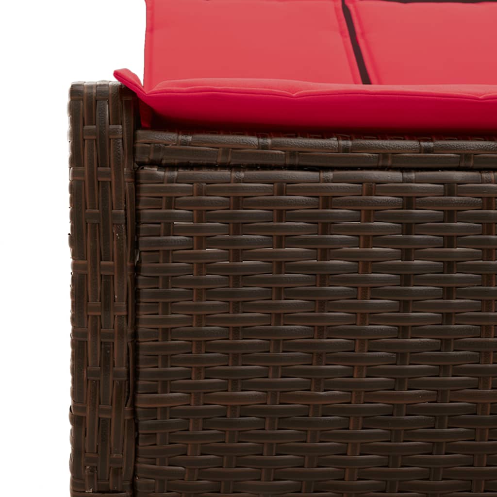 dobbelt liggestol med hynder brun polyrattan