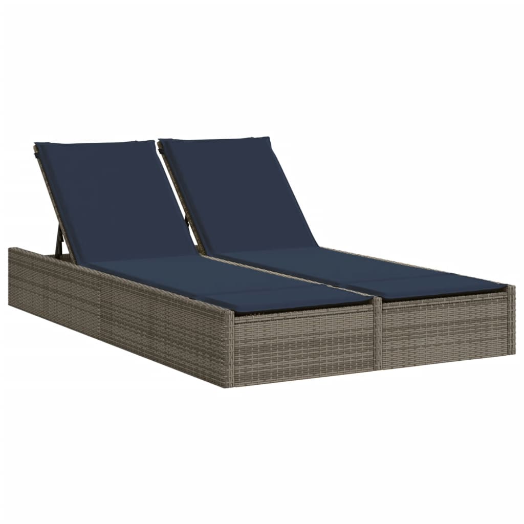 dobbelt liggestol med hynder grå polyrattan