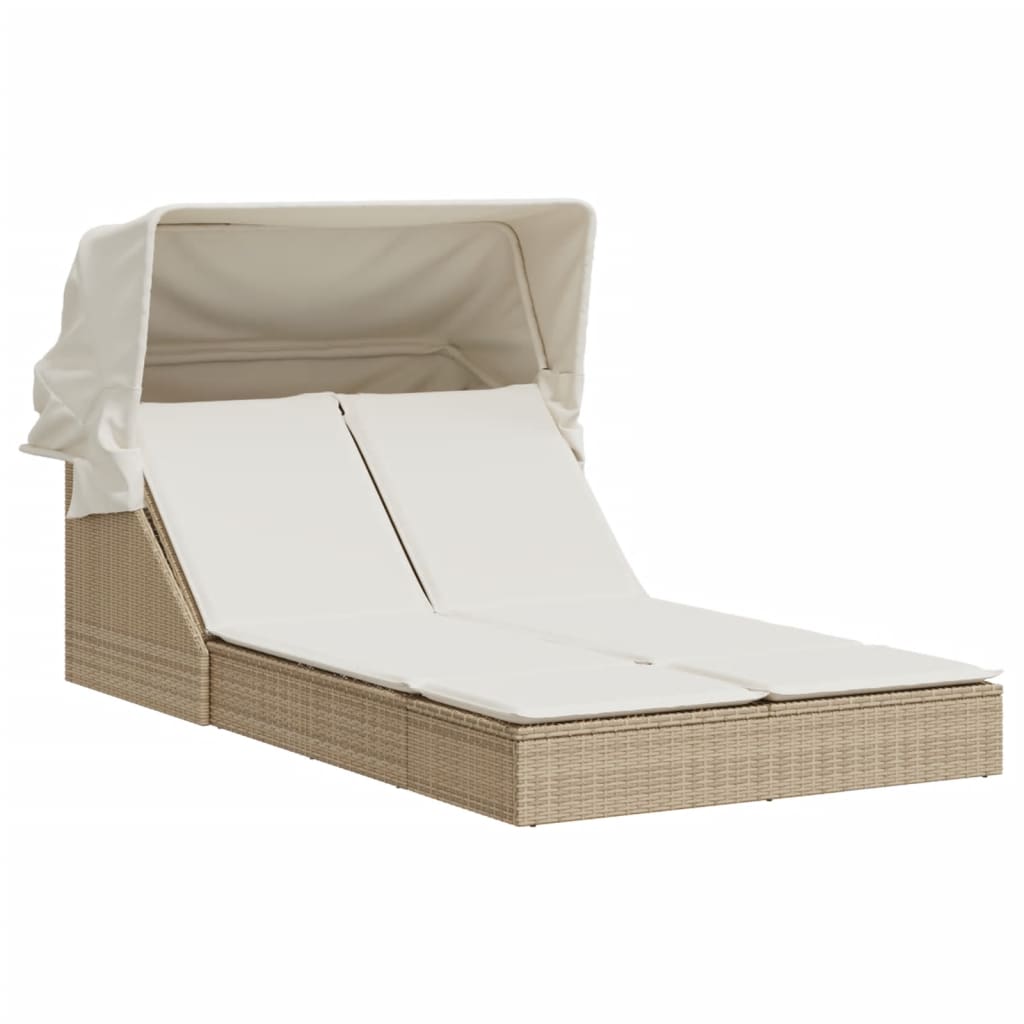solseng med baldakin og hynder polyrattan beige