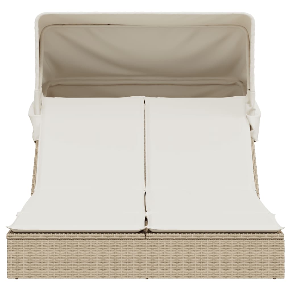 solseng med baldakin og hynder polyrattan beige