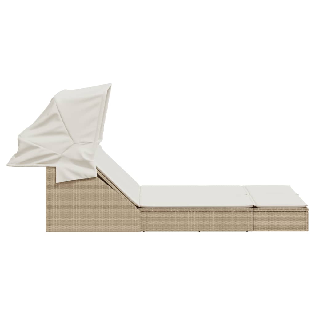 solseng med baldakin og hynder polyrattan beige