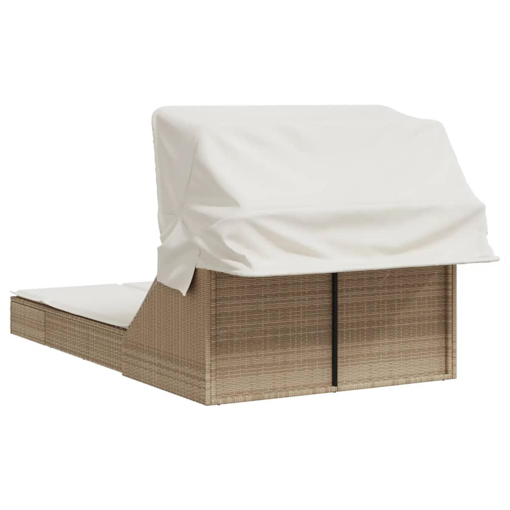 solseng med baldakin og hynder polyrattan beige