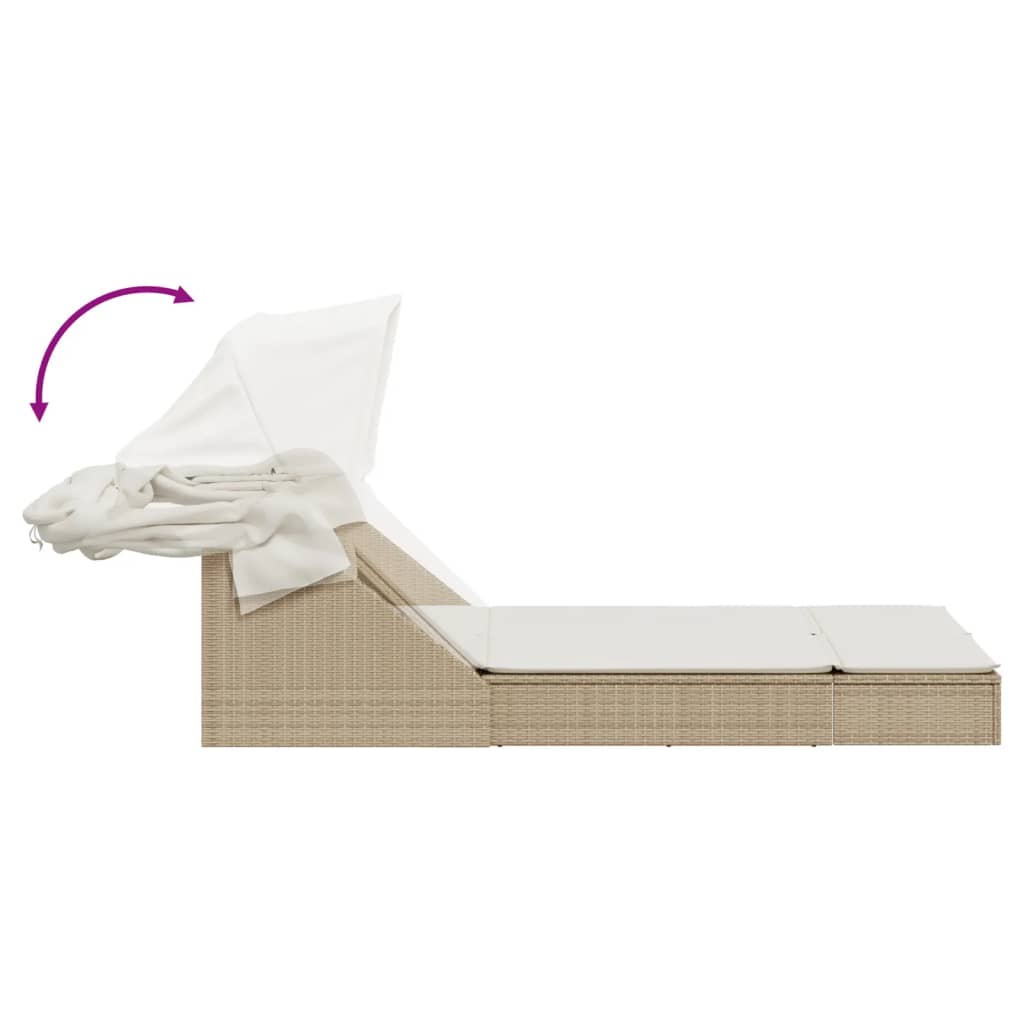 solseng med baldakin og hynder polyrattan beige