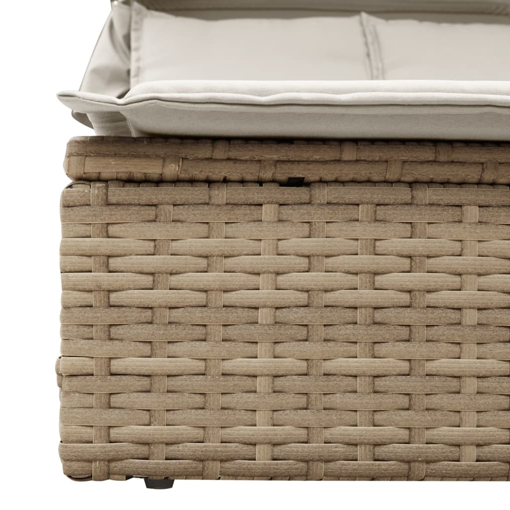 solseng med baldakin og hynder polyrattan beige