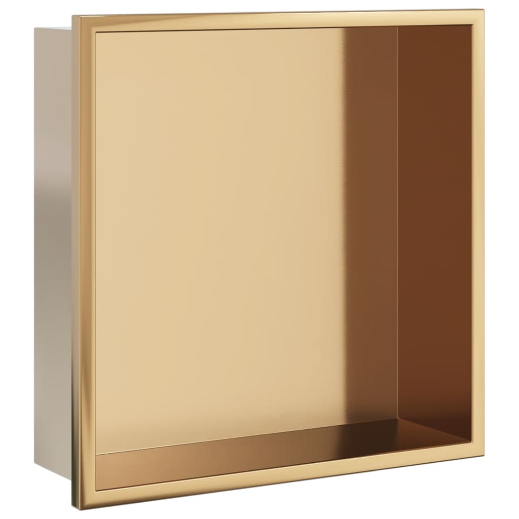 brusehylde 32x32x9 cm rustfrit stil børstet guldfarve