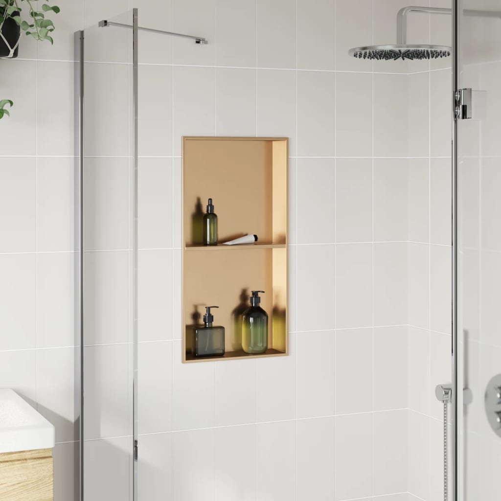 brusehylde 32x62x9 cm rustfrit stil børstet guldfarve