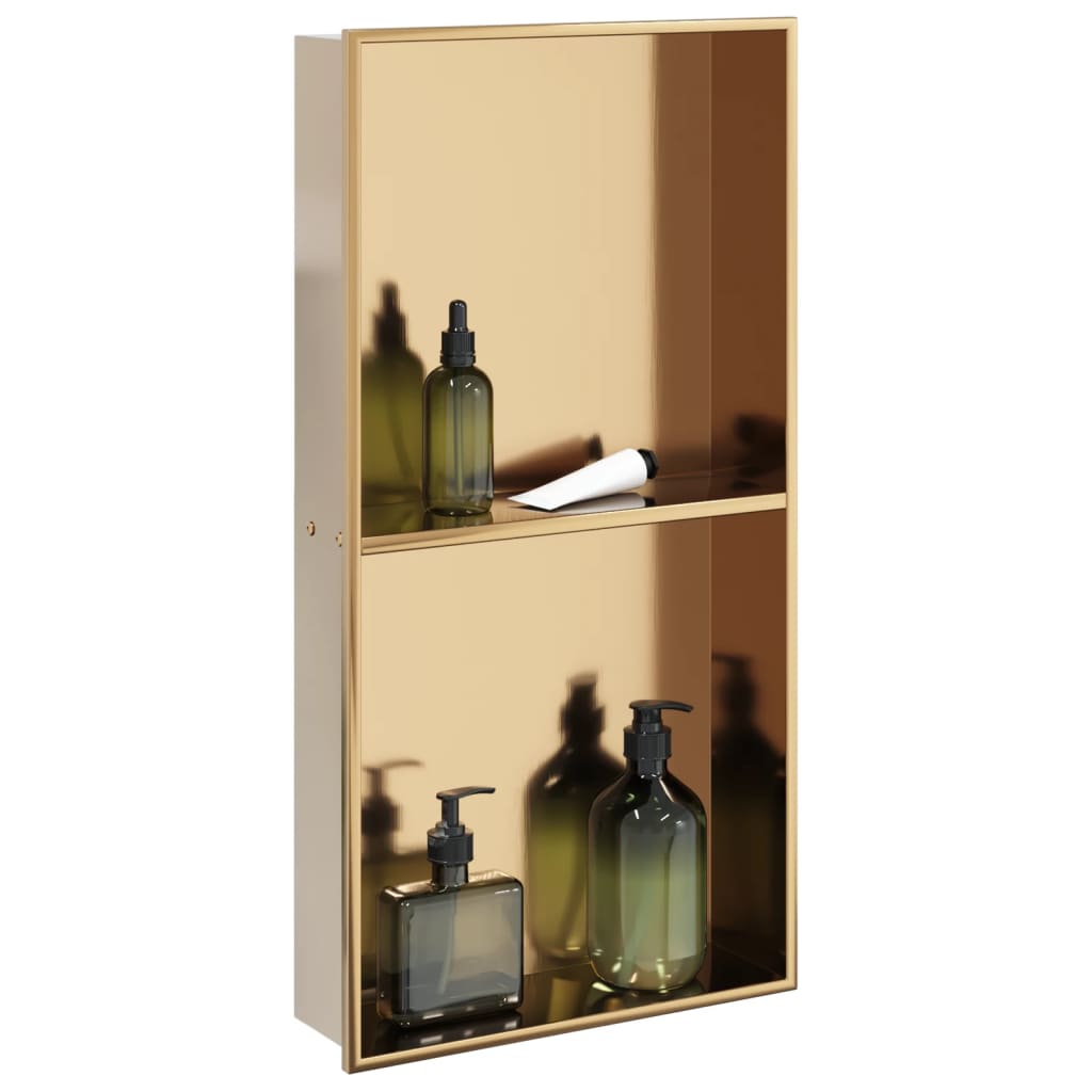 brusehylde 32x62x9 cm rustfrit stil børstet guldfarve