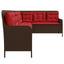 havesofa med hynder L-formet brun polyrattan