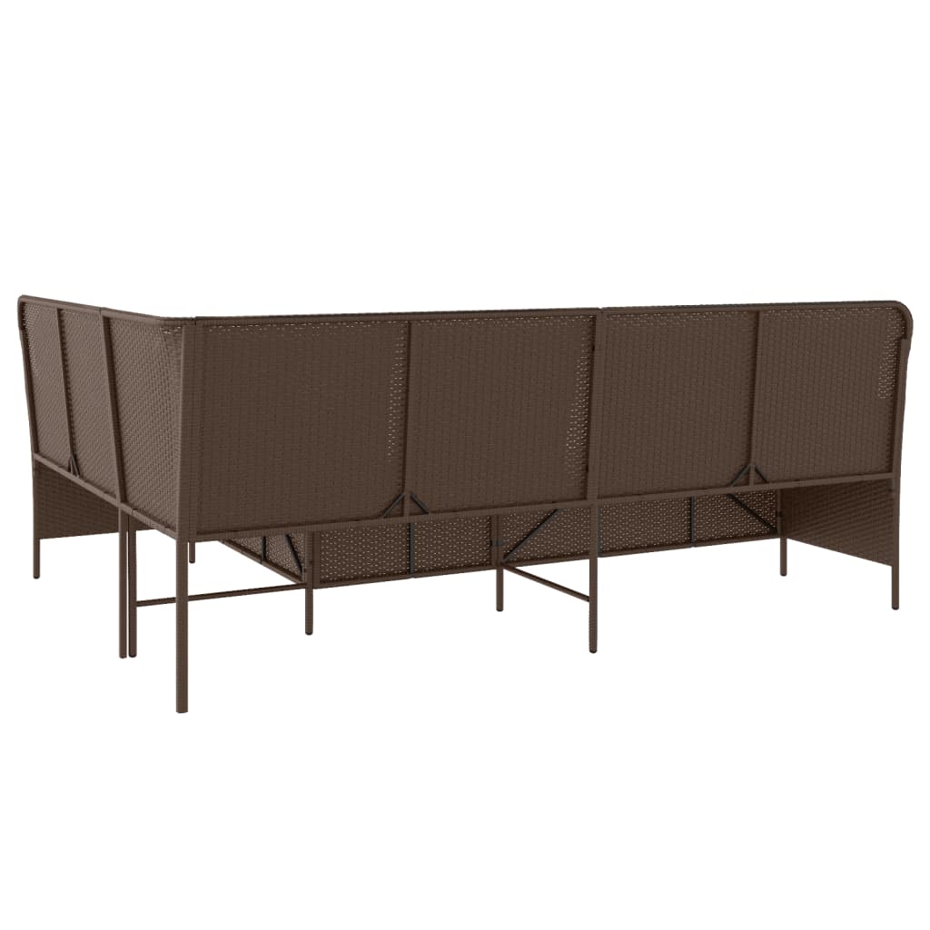 havesofa med hynder L-formet brun polyrattan