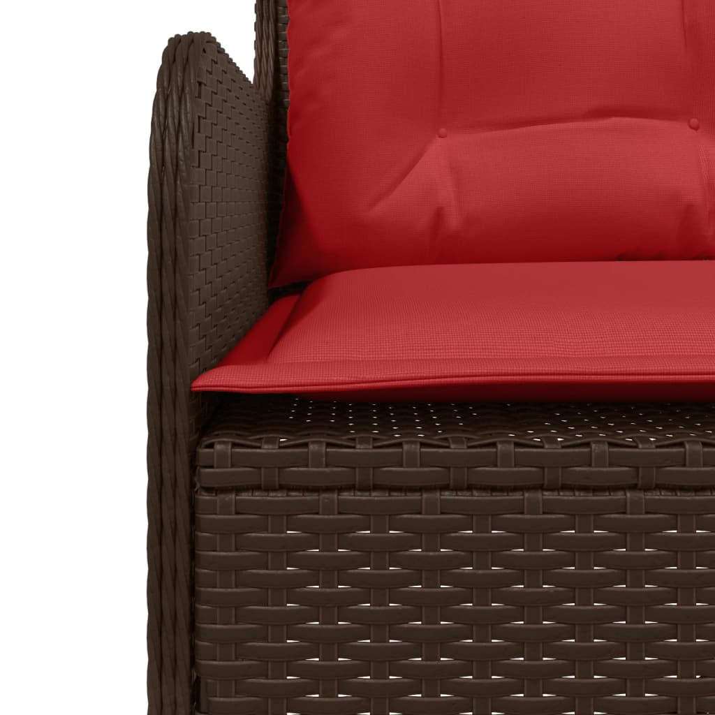 havesofa med hynder L-formet brun polyrattan