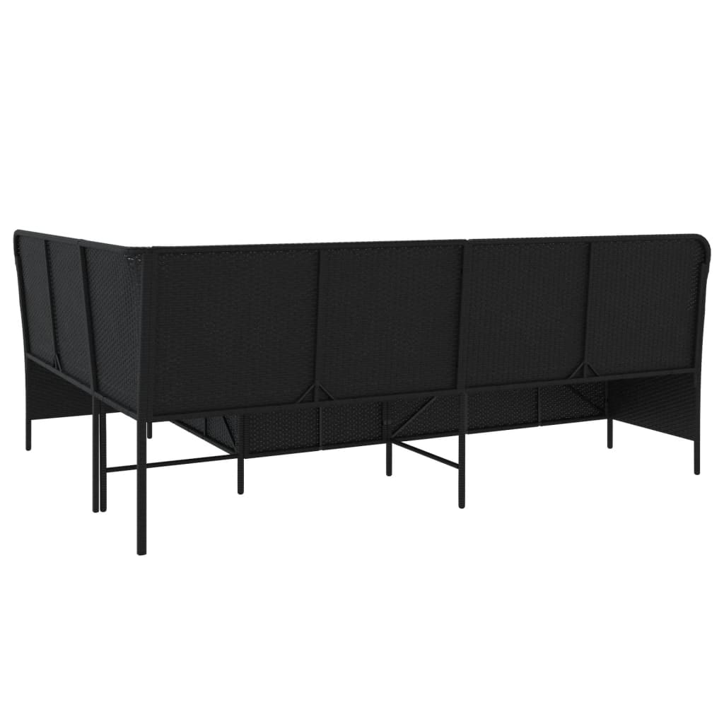 havesofa med hynder L-formet sort polyrattan