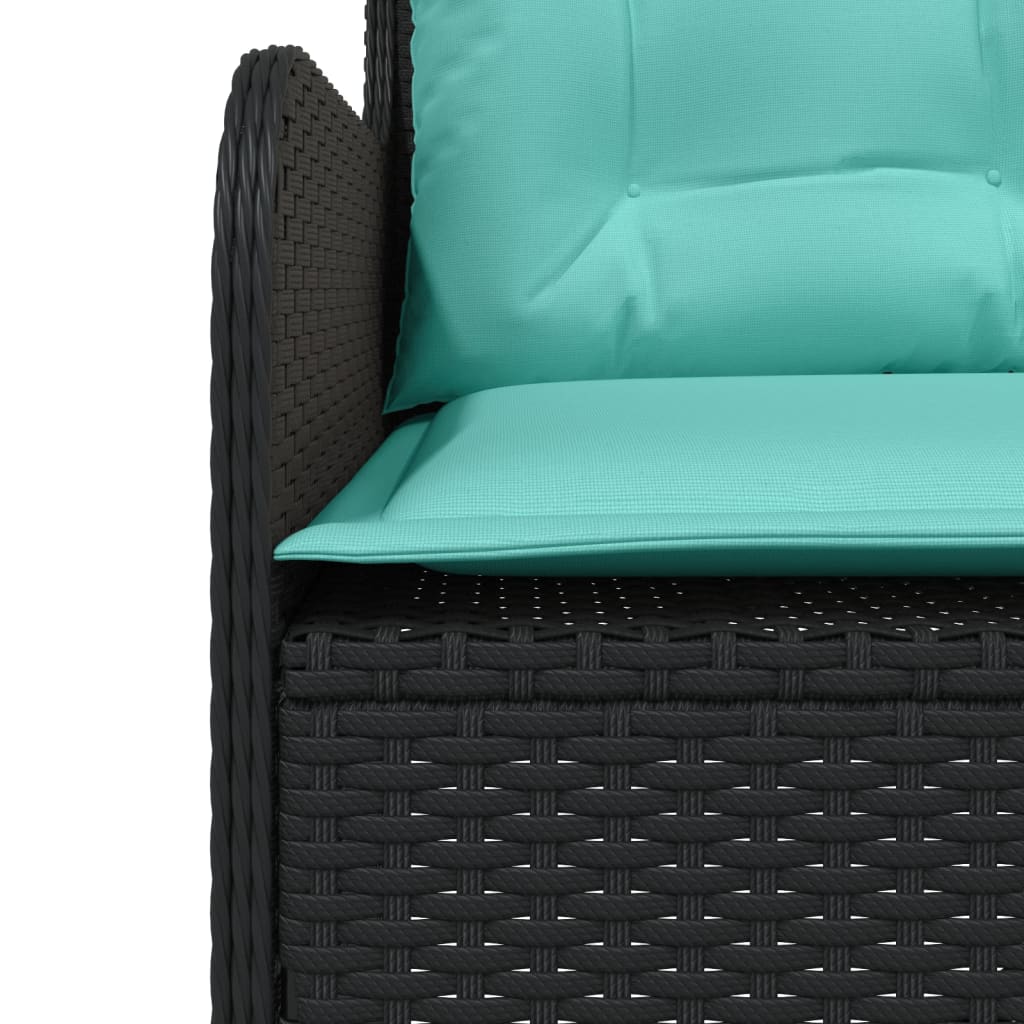 havesofa med hynder L-formet sort polyrattan
