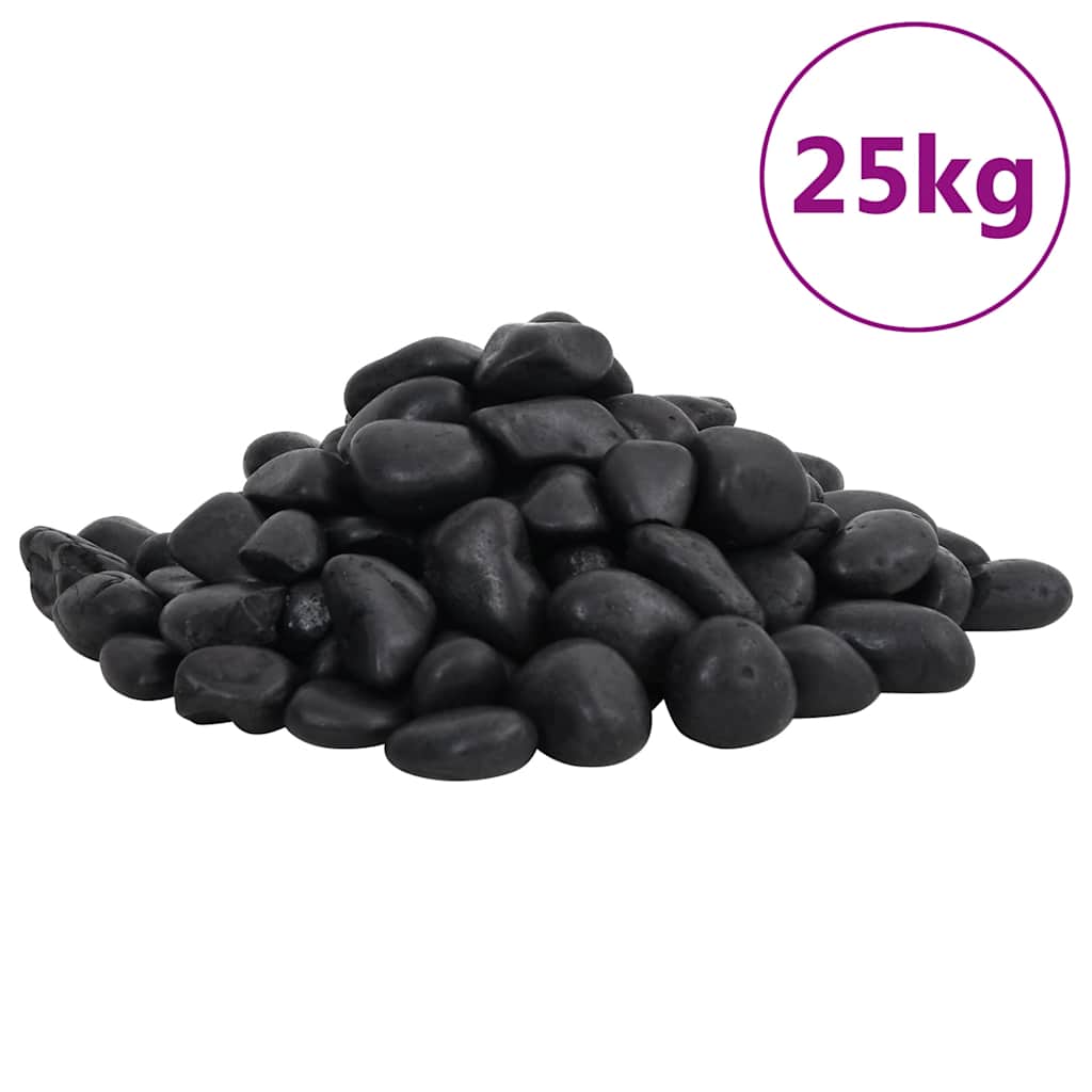 polerede småsten 25 kg 2-5 cm sort