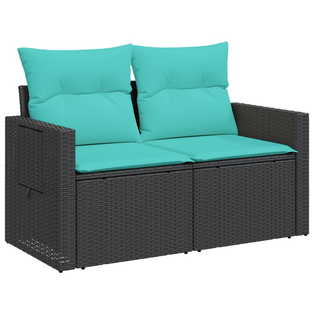 havesofasæt 3 dele med hynder sort polyrattan