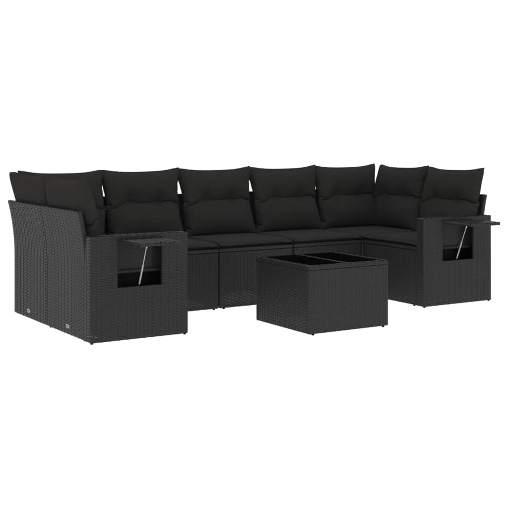 sofasæt til haven 8 dele med hynder polyrattan sort