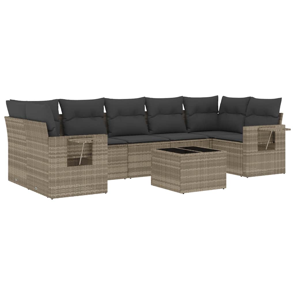 sofasæt til haven 8 dele med hynder polyrattan lysegrå