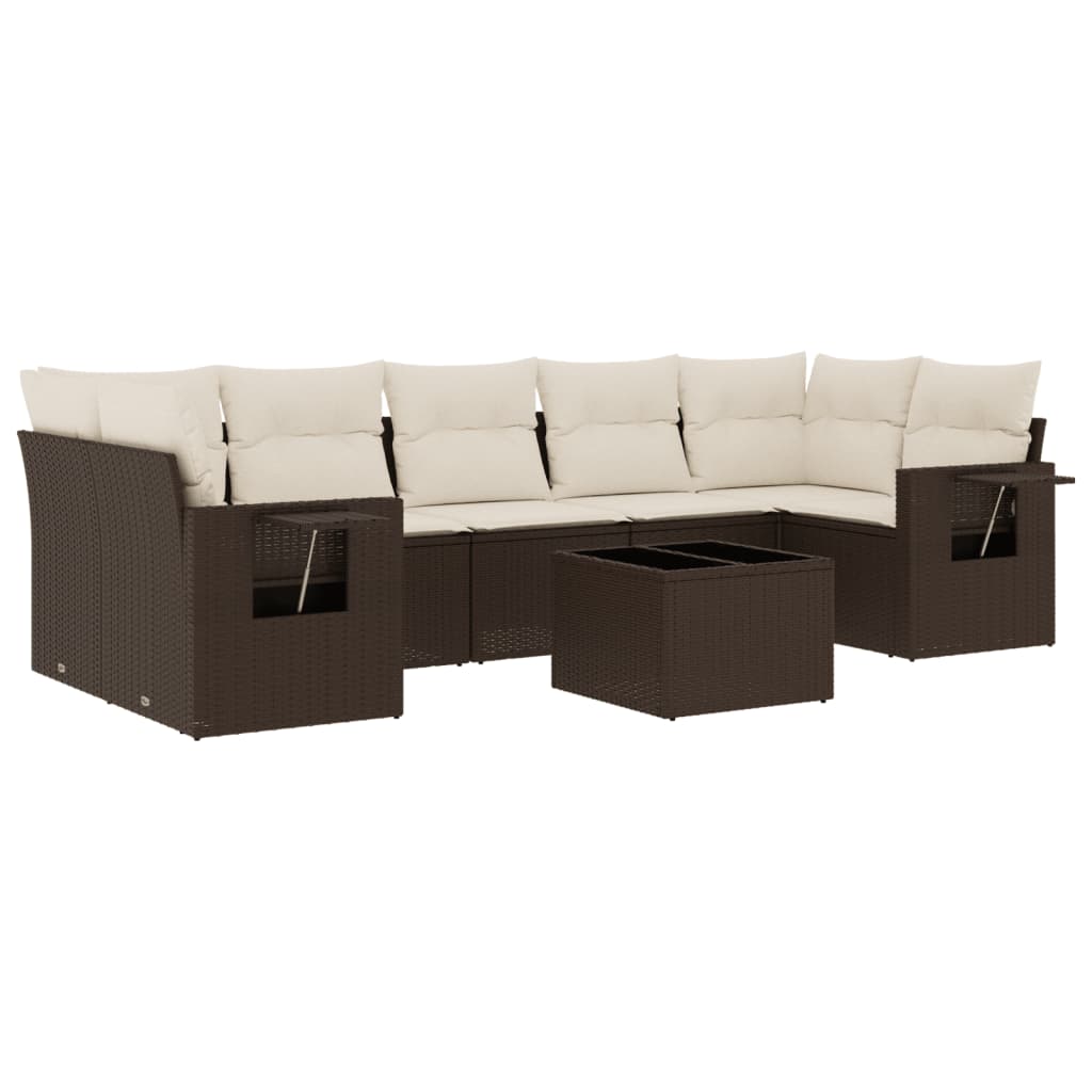 sofasæt til haven 8 dele med hynder polyrattan brun