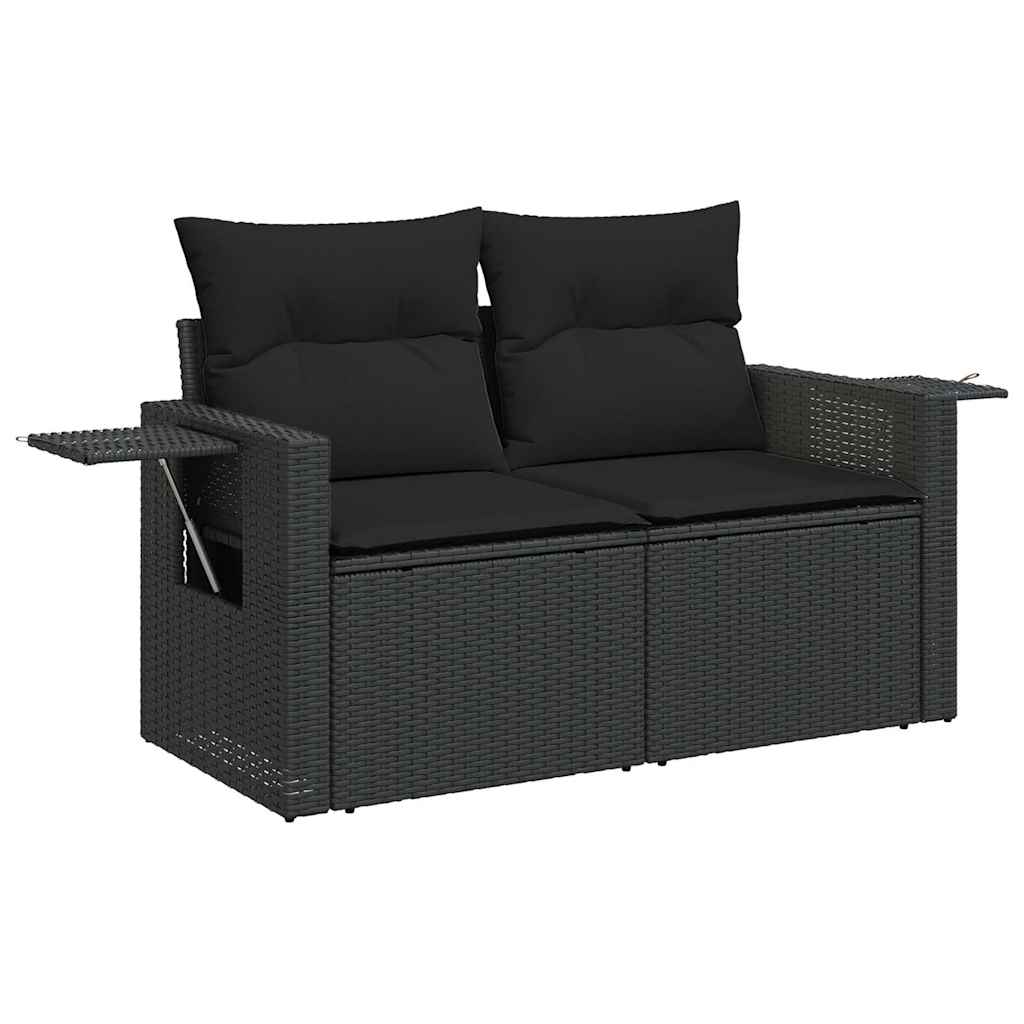 sofasæt til haven 9 dele med hynder polyrattan sort