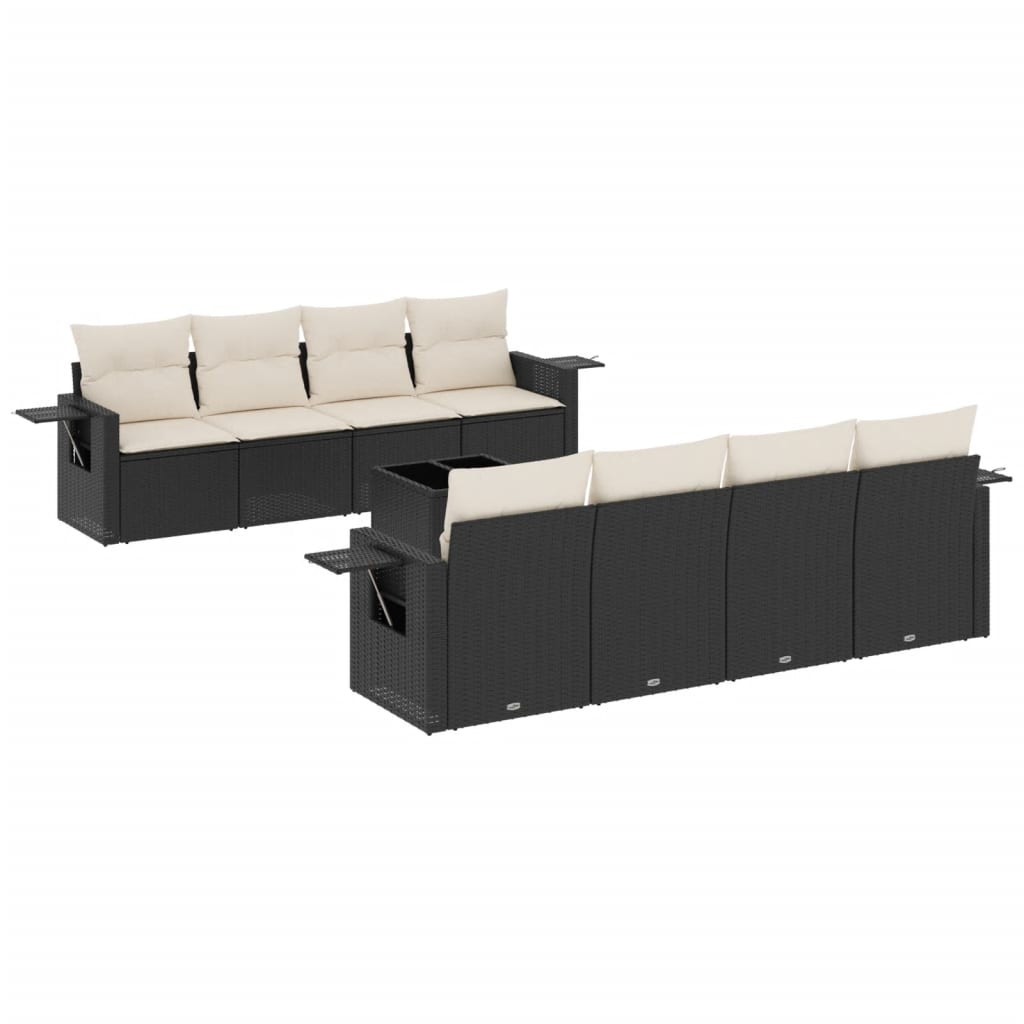 sofasæt til haven 9 dele med hynder polyrattan sort