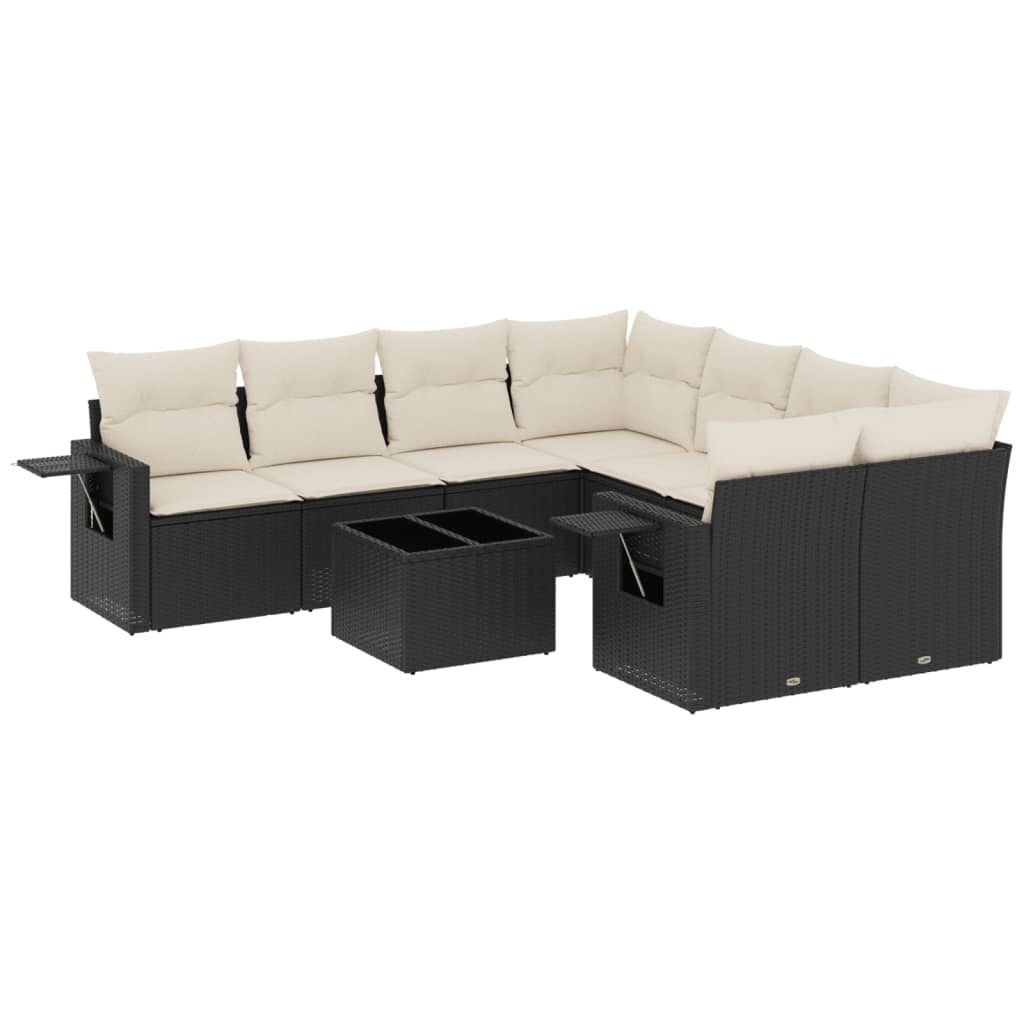 sofasæt til haven 9 dele med hynder polyrattan sort