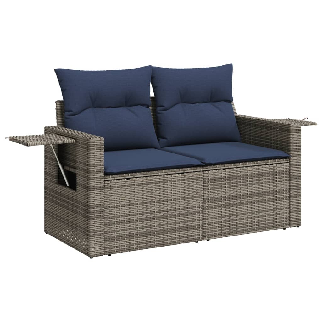 havesofasæt med 5 dele og hynder grå polyrattan