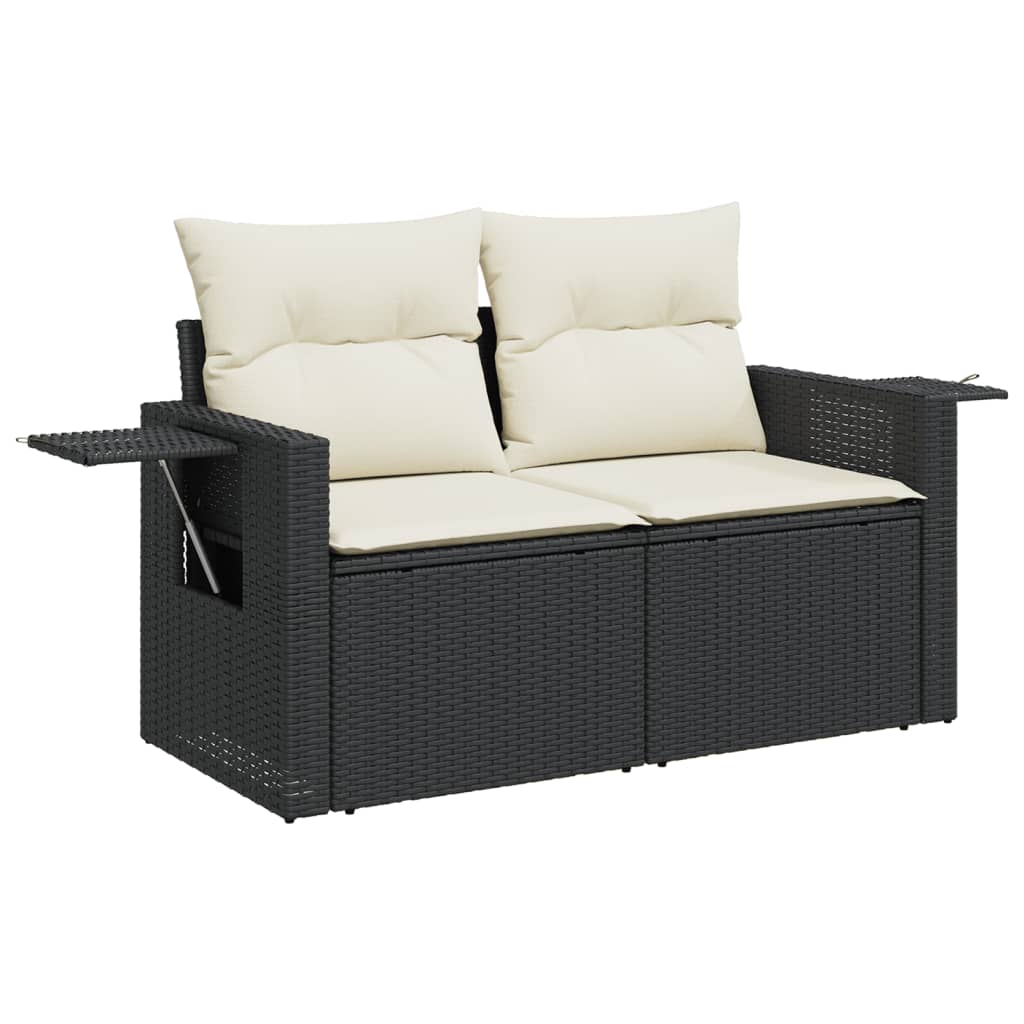 sofasæt til haven 7 dele med hynder polyrattan sort