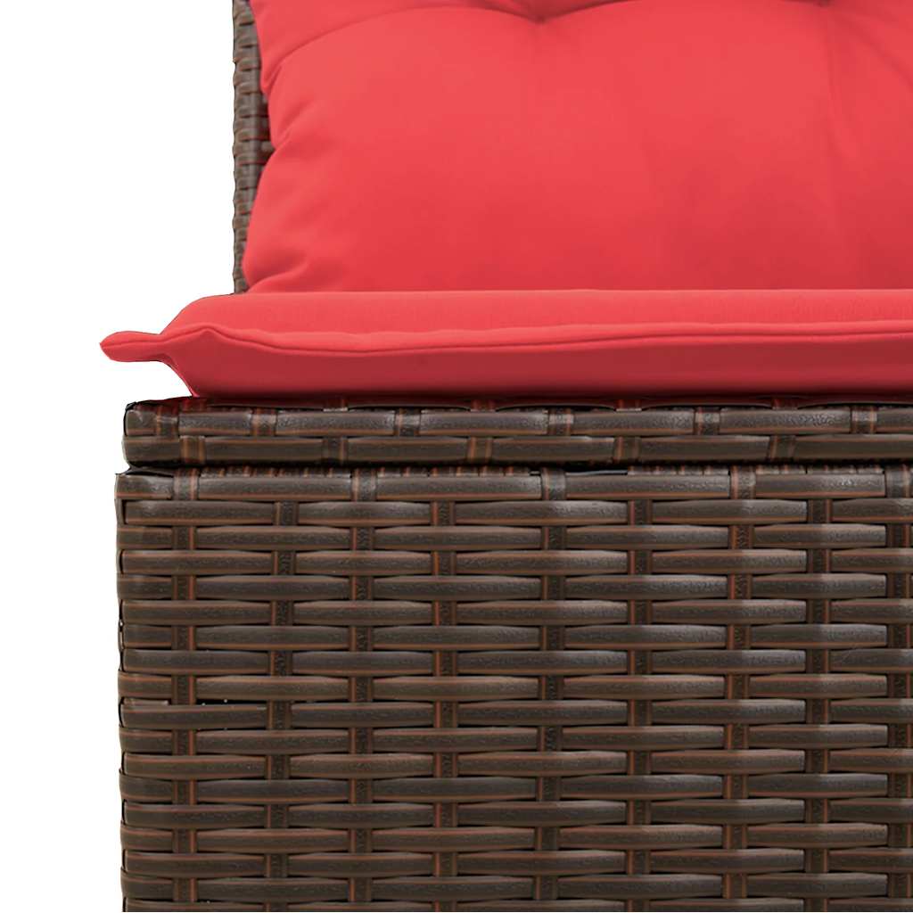 havesofasæt med 6 hynder brun polyrattan