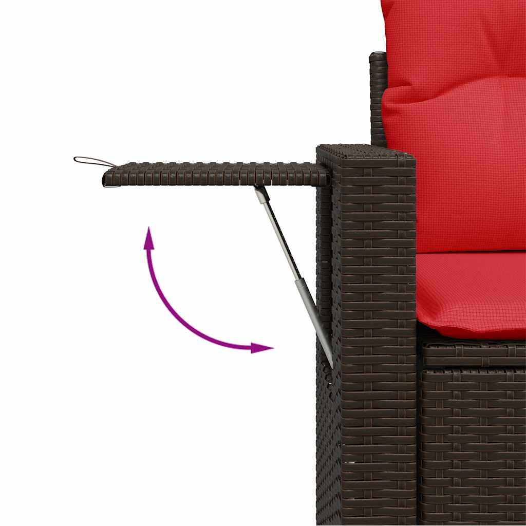havesofasæt med 6 hynder brun polyrattan