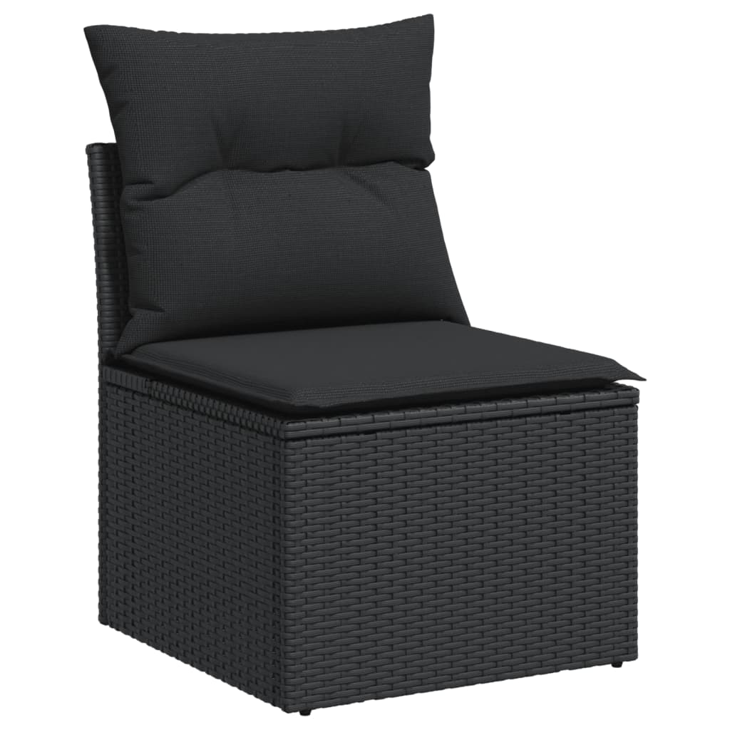 sofasæt til haven 7 dele med hynder polyrattan sort