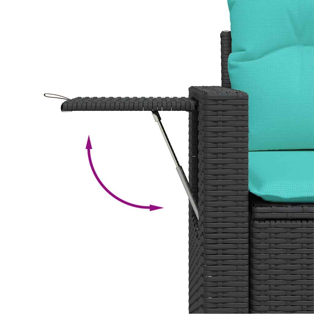 havesofasæt med 7 hynder sort polyrattan