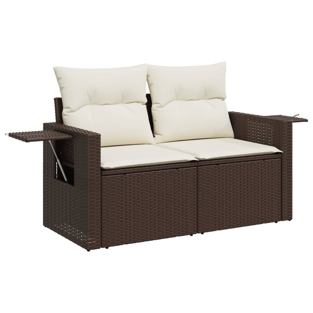 sofasæt til haven 7 dele med hynder polyrattan brun