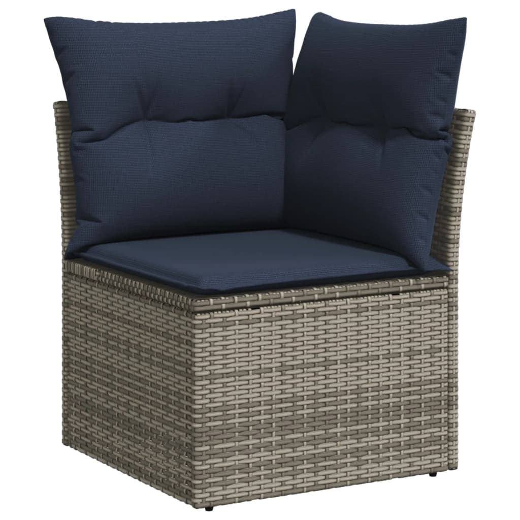 havesofasæt med 6 dele og hynder grå polyrattan