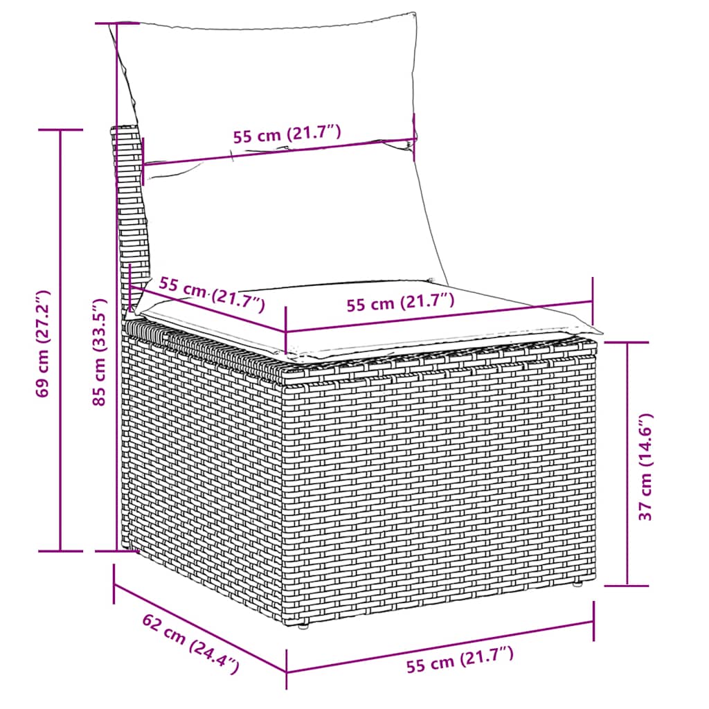sofasæt til haven 6 dele med hynder polyrattan lysegrå